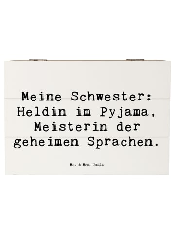 Mr. & Mrs. Panda Holzkiste Spruch Schwester Heldin mit Spruch in Weiß
