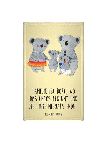 Mr. & Mrs. Panda Gästehandtuch Koala Familie mit Spruch in Gelb Pastell