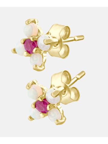Vanlere Ohrstecker aus 375 Gelbgold mit Opal Blumen-Design