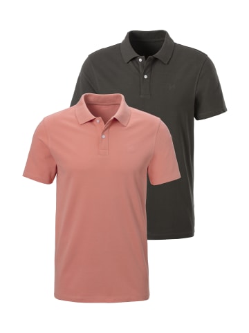 John Devin Poloshirt in apricot/dunkelgrau