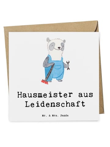 Mr. & Mrs. Panda Deluxe Karte Hausmeister Leidenschaft mit Spruch in Weiß