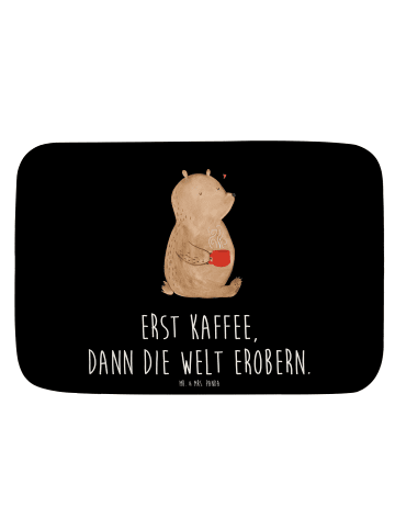Mr. & Mrs. Panda Badteppich Bär Kaffee mit Spruch in Schwarz