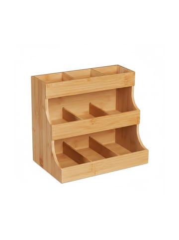 relaxdays Tee-Organizer in Natur - (B)27 x (H)24 x (T)17,5 cm