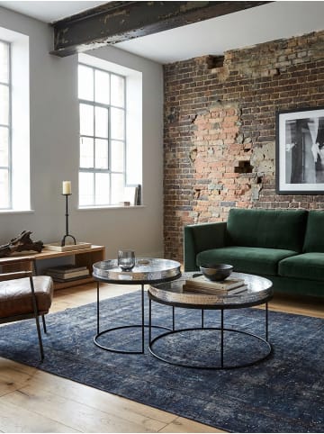 KADIMA DESIGN Couchtisch 2er Set Silber / Schwarz Metall Hammerschlag Satztisch in Silbern