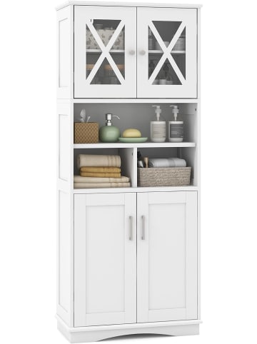 COSTWAY Badezimmerschrank 60 x 30 x 145 cm in Weiß