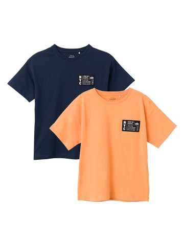 name it T-Shirt 2-er Stück Pack Kurzarm Set NKMVECTOR in Blau-Orange
