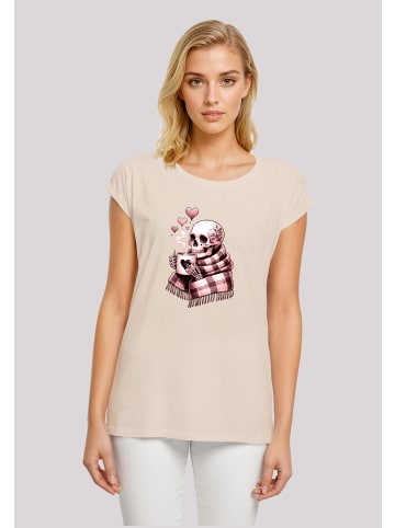 F4NT4STIC Extended Shoulder T-Shirt Cozy Winter Skelett in Whitesand