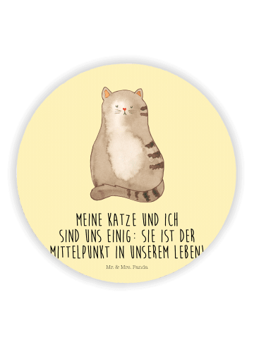 Mr. & Mrs. Panda magnet Katze Sitzen mit Spruch in Gelb Pastell