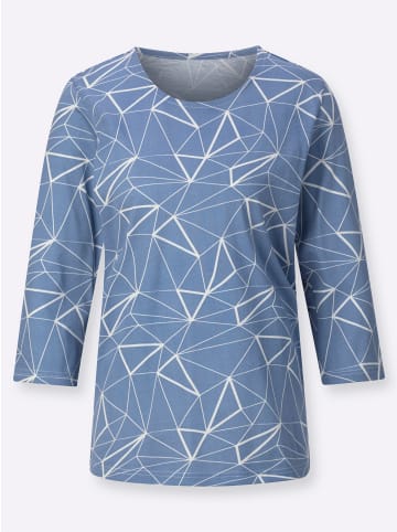 Sieh an! 3/4-Arm-Shirt in mittelblau-ecru-bedruckt