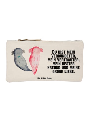 Mr. & Mrs. Panda Schminktasche Axolotl Freundin mit Spruch in Weiß