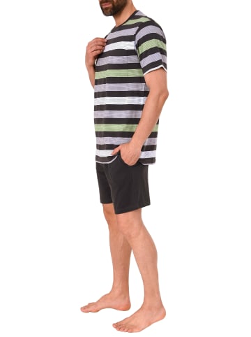 NORMANN Shorty Pyjama kurzarm Schlafanzug Streifen - 46260 in grau