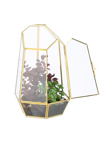 relaxdays Pflanzenterrarium "geometrisch" in Gold - (B)18 x (H)26 x (T)15 cm