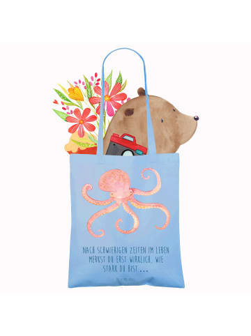 Mr. & Mrs. Panda Tote Bag Tintenfisch mit Spruch in Sky Blue