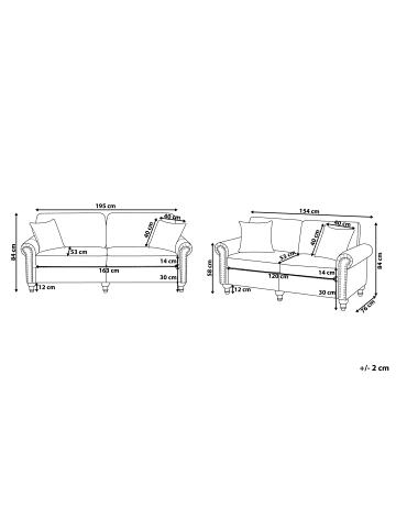Beliani 2-tlg Sitzgruppe GINNERUP in Beige/Braun