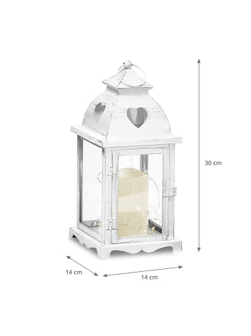 Gartenfreude 2er Laterne NICHT IM ANWENDUNGSBEREICH DES ELEKTROG in Weiß mit Herzausschnitt