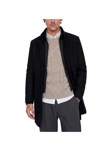 Jack and Jones JJEMELTON Wool Blend Coat in Schwarz