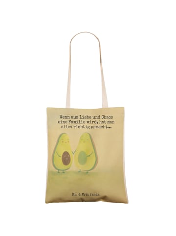 Mr. & Mrs. Panda Tote Bag Avocado Pärchen Design mit Spruch in Weiß