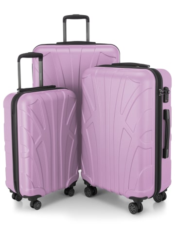 suitline 3er Kofferset Rollkoffer Hartschalen-Koffer Reisetrolleys TSA in Flieder