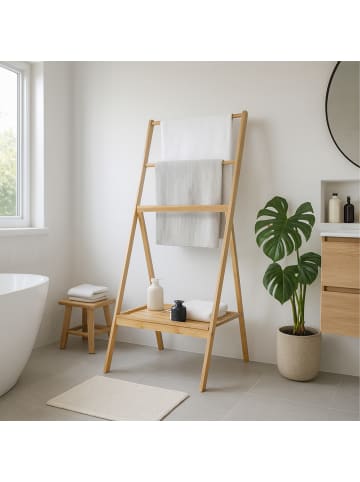 relaxdays Handtuchständer in Natur – (B)55 x (H)112 x (T)44,5 cm