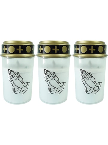 Novaliv LED Grablicht weiß 3x Dauerbrenner Kerzen Friedhof Grablichter LED mit in Weiß