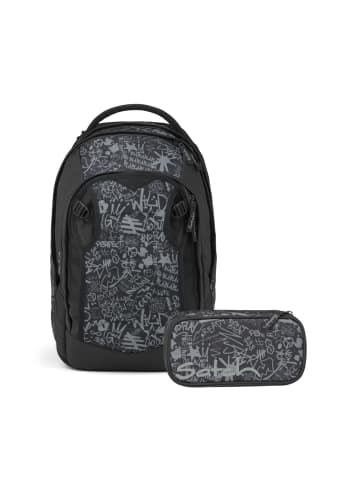 Satch Schulrucksack-Set MATCH PLUS "Street Ink" 2-tlg. in Schwarz