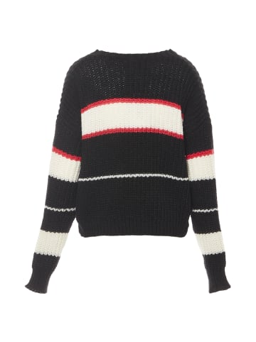 myMo Damen Pullover in SCHWARZ WOLLWEISS KORALLE