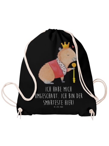 Mr. & Mrs. Panda Sportbeutel Capybara König mit Spruch in Schwarz