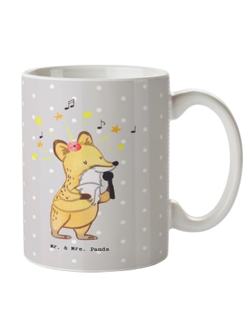 Mr. & Mrs. Panda Tasse Sängerin Herz ohne Spruch in Grau Pastell