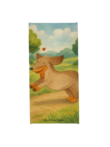 Mr. & Mrs. Panda Handtuch Hund Dackel Design ohne Spruch in Grau Pastell