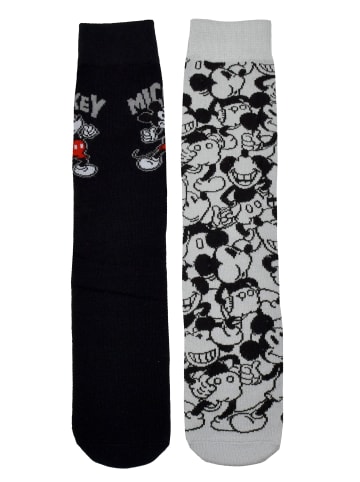 Disney 2er Pack Disney Mickey Mouse Socken Sneaker Strümpfe in grau/schwarz