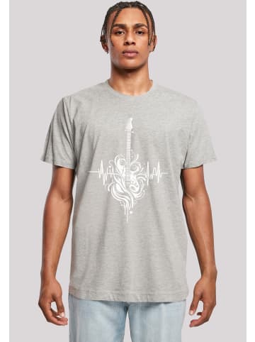 F4NT4STIC T-Shirt Gitarre Herzschlag in grau meliert