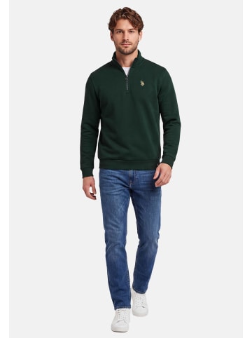 U.S. Polo Assn. U.S. POLO ASSN. Herren Pullover Half Zip P017 in Dark Green - Beige