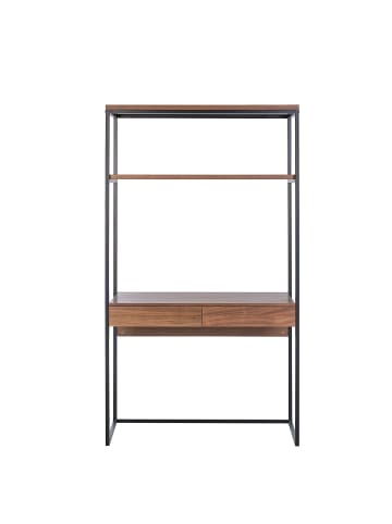 home24 Schreibtisch Nibelle in Walnuss Dekor / Schwarz