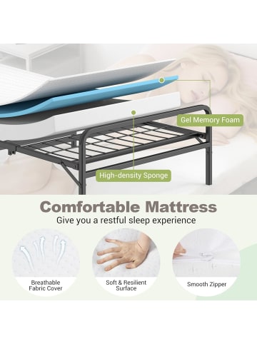 COSTWAY Klappbett 90x200cm mit 10 cm Matratze in Schwarz