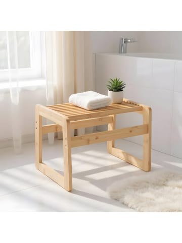 relaxdays Badhocker in Natur - (B)38 x (H)30 x (T)33 cm