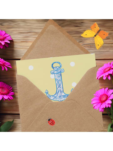 Mr. & Mrs. Panda Glückwunschkarte Anker Blau mit Spruch in Gelb Pastell