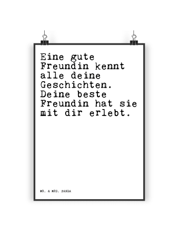 Mr. & Mrs. Panda Poster Eine gute Freundin kennt... mit Spruch in Weiß