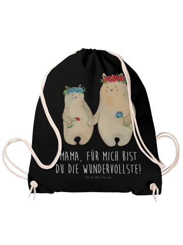 Mr. & Mrs. Panda Sportbeutel Bären mit Blumenkranz mit Spruch in Schwarz