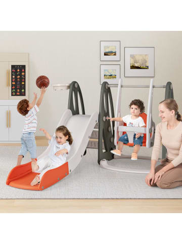 COSTWAY Kinderschaukel mit Rutsche klappbar in Orange