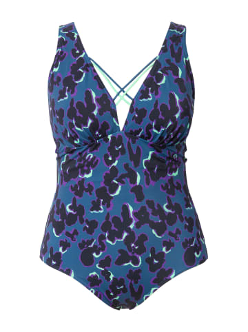 Ulla Popken Badeanzug in dunkles petrol