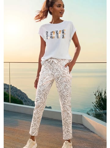 Venice Beach Sweathose in creme-taupe bedruckt