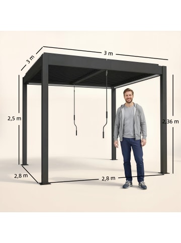 Outsunny Pergola in Dunkelgrau 300L x 300B x 250H cm