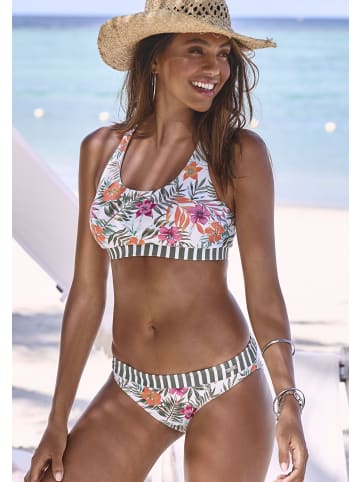 Venice Beach Bustier-Bikini-Top in weiß bedruckt