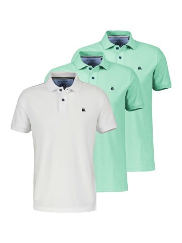 Lerros Poloshirt Basic in Weiß / türkis