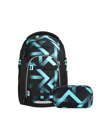 Coocazoo Schulrucksack-Set MATE "Laser Lights" 2-tlg. in Schwarz/Blau