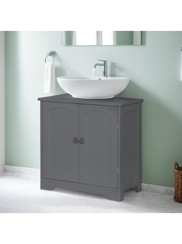 relaxdays Waschbeckenunterschrank in Grau - (B)60 x (H)60 x (T)30 cm