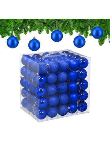 relaxdays 100-tlg. Weihnachtskugeln Set in Blau