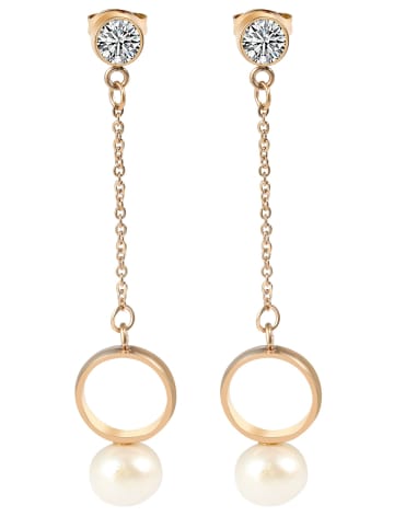 Adeliás Damen Anhänger aus Edelstahl mit Perle in gold