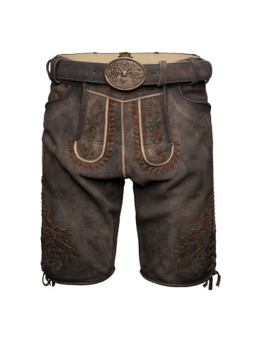 KRÜGER Lederhose Elliot mit Gürtel in dunkelbraun