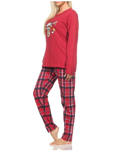 NORMANN Schlafanzug Weihnachten langarm Renntier - 88338 in rot